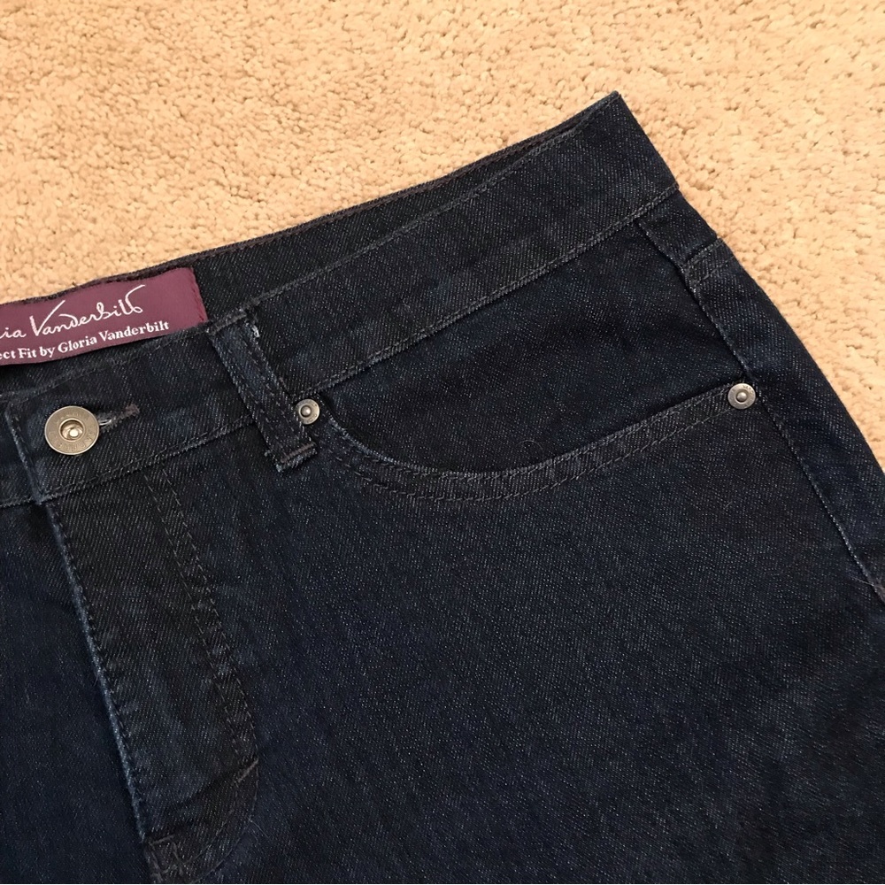 Gloria Vanderbilt Dark Blue Denim Jeans Womens Size 12 SHORT Mid Rise Gabby - Picture 9 of 12